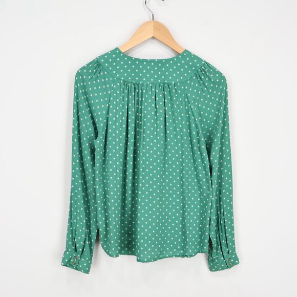 Anthropologie Maeve Asbury Printed Blouse Kelly Green Size Small - Picture 4 of 7